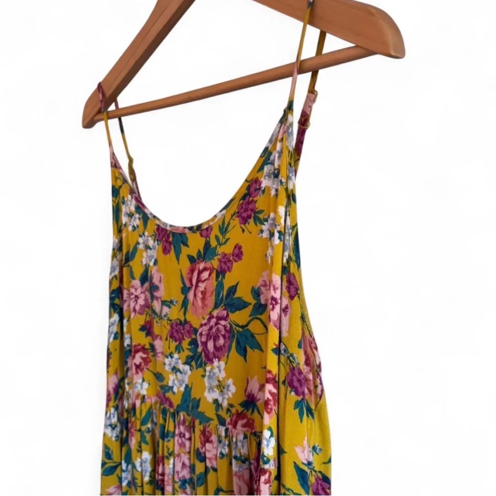 Garden Floral Print Maxi Dress Romantic Boho Sundress Size M